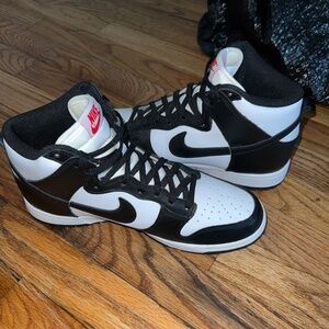 Nike Dunks high tops “Pandas” size 9 women’s 7.5 men’s